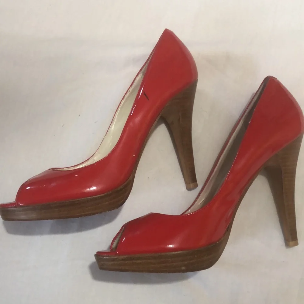 Steve Madden Red genuine leather open toe heels size 7M